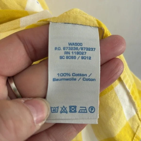 Boden  bright yellow white gingham fitted sleeveless blouse shirt Size 8 - Picture 6 of 7